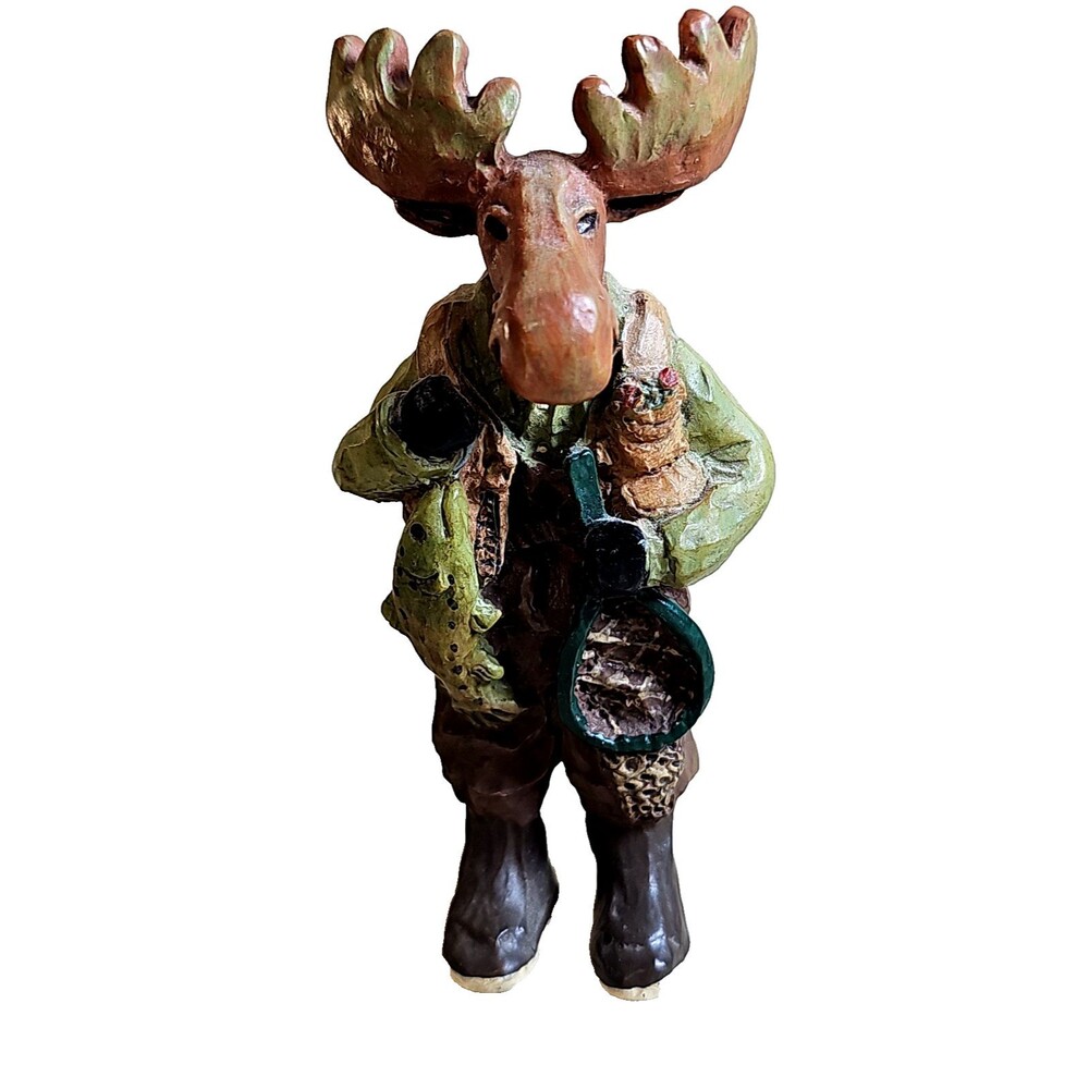 Chapman Captain Moose Fisherman Figurine Fishing Cabin Lodge Outdoor Decor